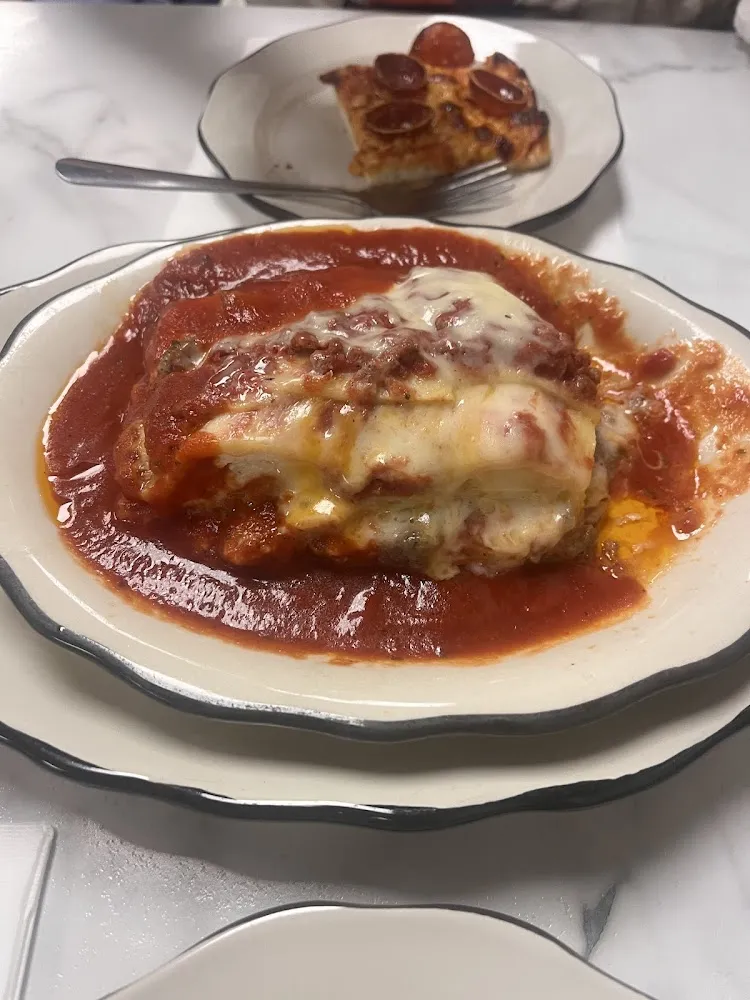 Pepperoni and Cheese Pizza and Lasagna